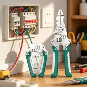 Portable Foldable Stainless Steel Wire Stripper, Easy Grip Manual Wire Stripping Tool for Efficient Electric Wiring