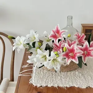 2-Pack Glue-Bound Lily Multicolor Arrangement, Realistic Artificial Flower Home Decor, Vase Filler & Floor Decoration