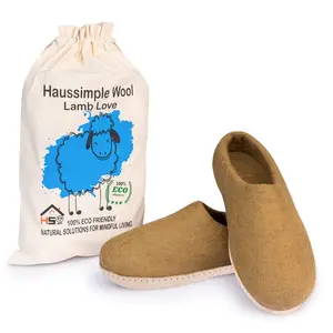 Indoor Wool Slippers Unisex Beige