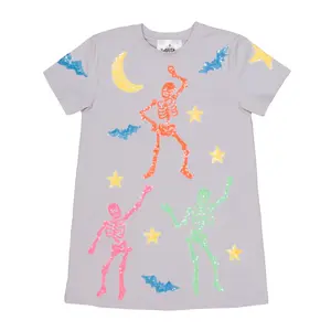 Lavender Skeleton Sequin Adult Dress Casual Womenswear Women Lady Casual Wear Halloween