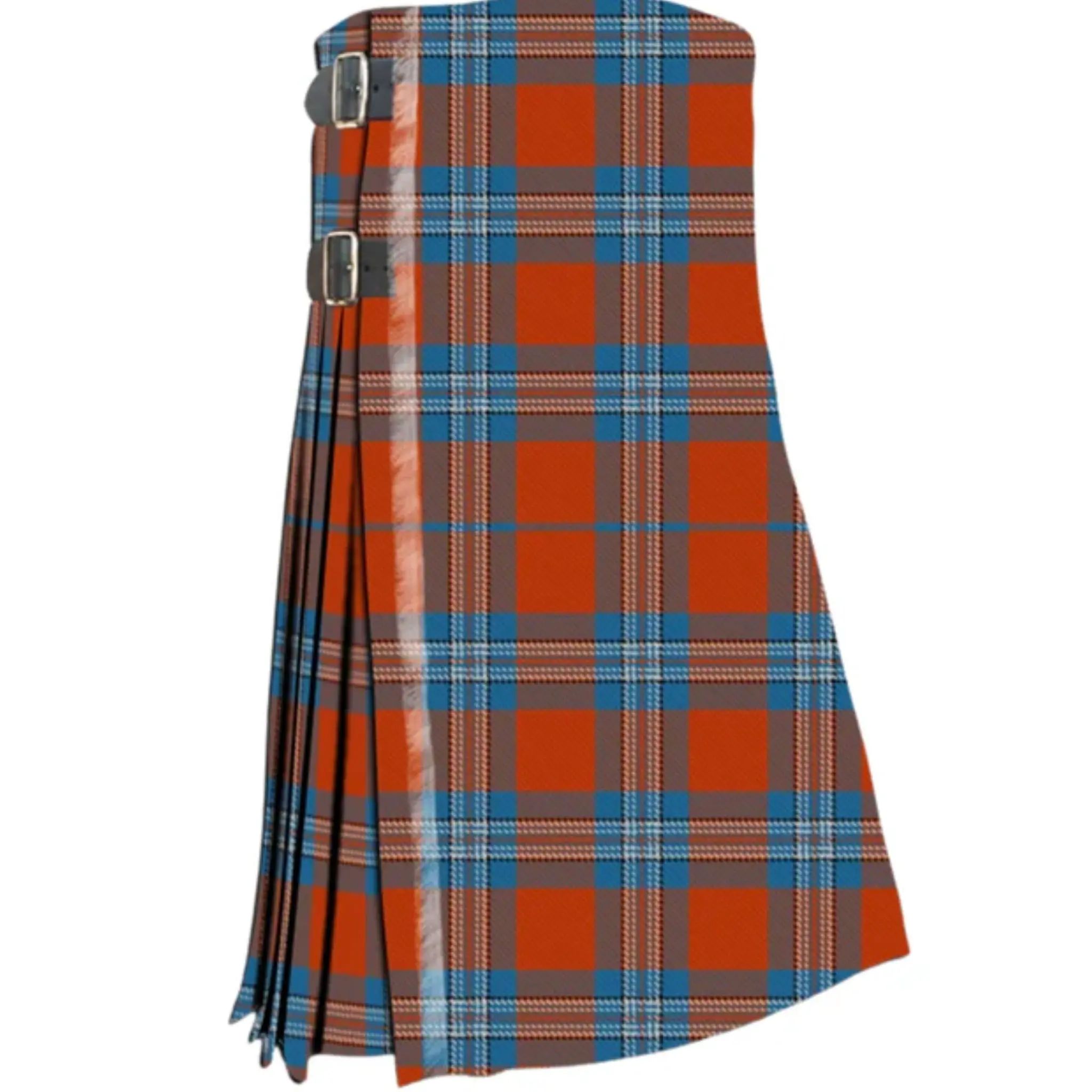 Irn Bru Tartan Kilt - Custom Made 8 Yard Kilt for Big & Tall Men in Vibrant Red and Blue Plaid Design