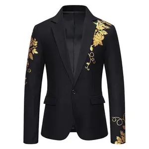Men's Spring Summer Floral Printed Wedding Suit Blazer Classic Formal Slim Fit Long Sleeve Jacket for Casual & Formal Wear