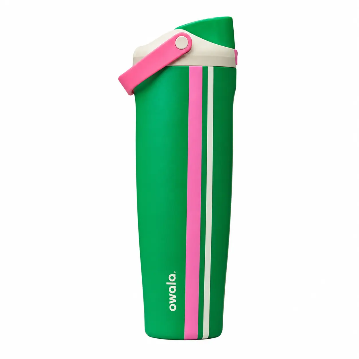 [Limited] Edition Owala Green Stripe 30oz FreeSip Sway Tumbler with 24-Hour Insulation, Leakproof Locking Lid, Stainless Steel Reusable Water Bottle with Straw