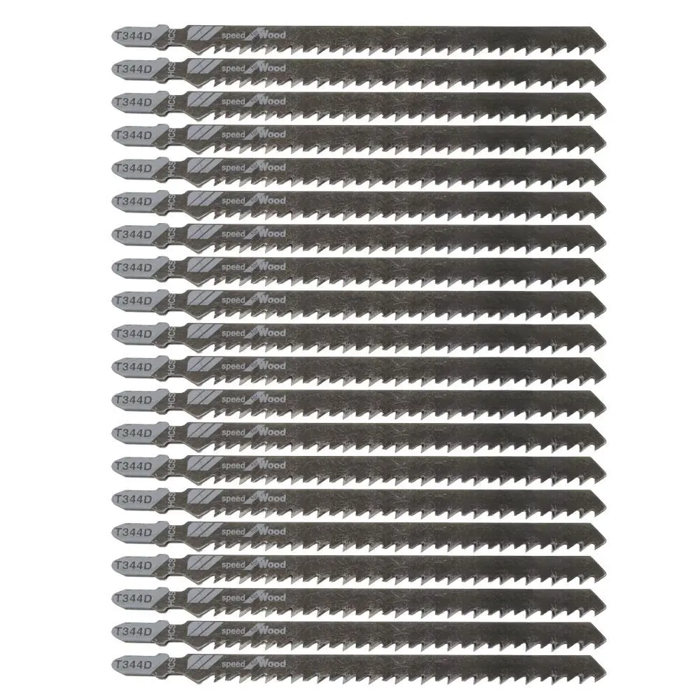20-Pack High Carbon Steel T-Shank Jigsaw Blades Set - HCS 6-Inch 6TPI T344D Long Contractor Blades, Robust Quick Cut for Thick Construction Timber, Softwood