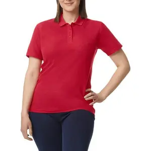Gildan Women's Softstyle Double Piqué Polo - Lightweight Fitted Shirt in Red for Spring & Summer 2025 Casual & Office Wear Preppy Street Style