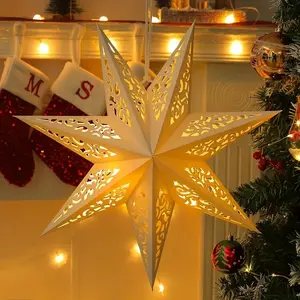 Classic Hollow Star Lantern, Paper Hanging Pendant with Exquisite Hollow Design, Perfect for Christmas Halloween New Year Thanksgiving, Multifunctional Holiday Home and Garden Decoration