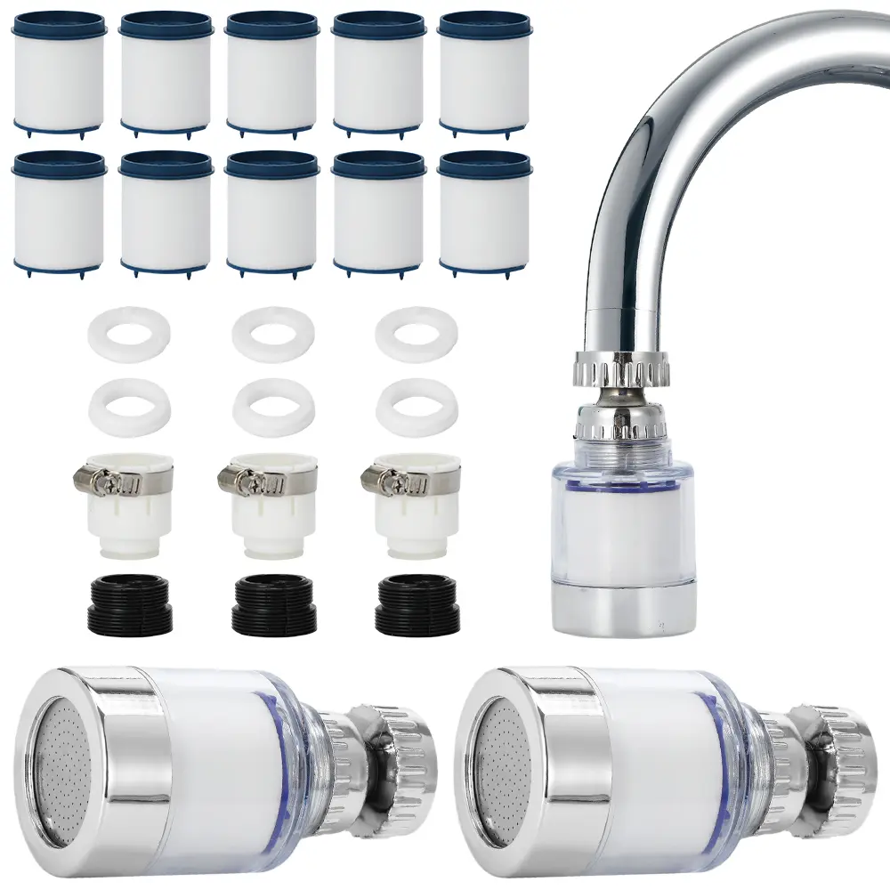 Pack of 3 Sink Filter Water Faucet, Universal 360 ° Rotating Bathroom Sink Filter, Faucet Water Filter-Removes Chlorine Fluoride Heavy Metals Hard Water for Home Kitchen Bathroom