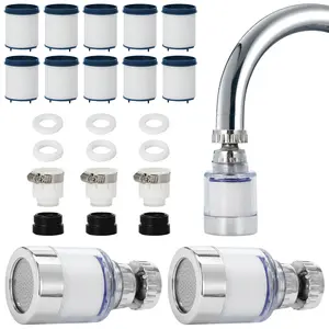 Pack of 3 Sink Filter Water Faucet, Universal 360 ° Rotating Bathroom Sink Filter, Faucet Water Filter-Removes Chlorine Fluoride Heavy Metals Hard Water for Home Kitchen Bathroom