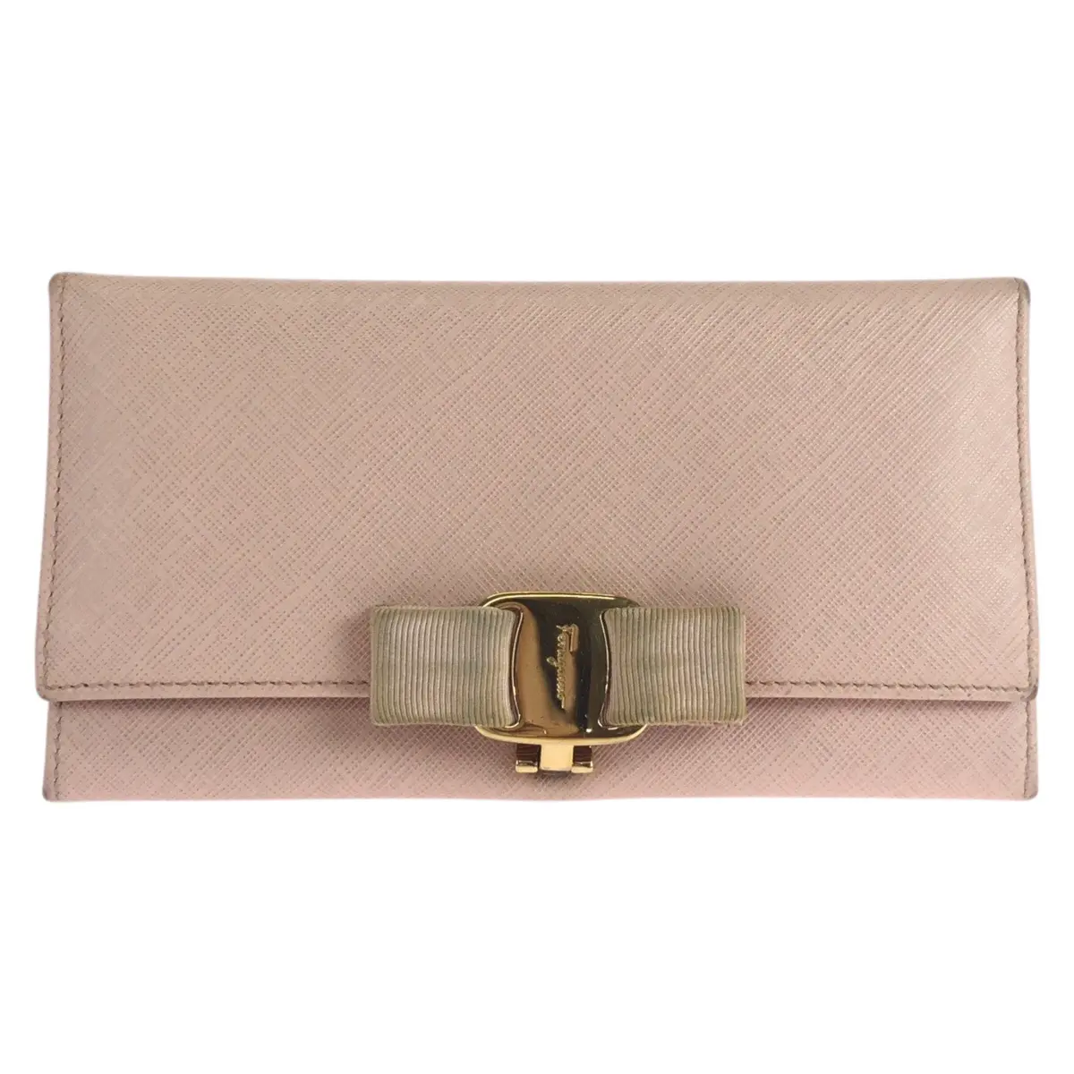 Pre-owned SALVATORE FERRAGAMO Calfskin Small Leather Goods Vara Leather Long Wallet