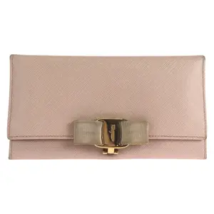 Pre-owned SALVATORE FERRAGAMO Calfskin Small Leather Goods Vara Leather Long Wallet