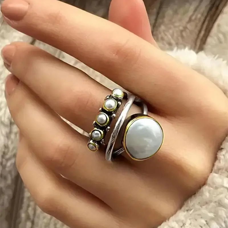 Elegant Faux Pearl Decorated Copper Ring, Fashion Rings, Dainty Stacking Rings, Solitaire Stackable Rings, Stackable Finger Rings, Vintage Fashionable Party Jewelry For Women, Wedding Engagement Bridal Jewelry Gift
