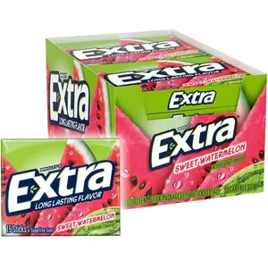 EXTRA Gum Sweet Watermelon Sugarfree Chewing Gum, 15 Pieces (Pack of 10) Sugar Free Bubblegum Snack Flavor
