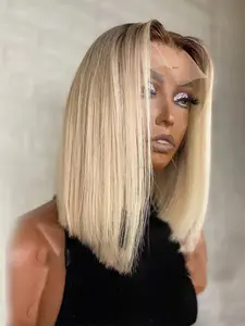 Fashion Ultra-Soft 14 Inch Lace Front Wig, Straight Hair Pre-Bleached 613 Gradient, Daily Use, All Seasons