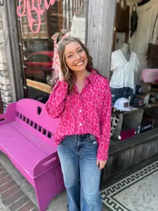 Running Wild Hot Pink Leopard Denim Jacket