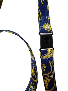 Paisley WVU Lanyard, 17 in Eco-Friendly Cotton Lanyard with Safety Buckle and Swivel Clasp, Durable Office Identification Badge Key Backpack Accessory