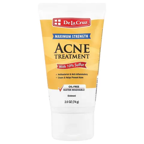 De La Cruz Acne Treatment Ointment with 10% Sulfur, Maximum Strength, 2.6 oz (74 g) | HSA/FSA Eligible