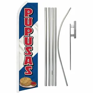 Polyester Curved Super Flag & Aluminium-Steel Pole Kit, 11.5x2.5ft Advertising Backdrop Supplies for Home & Festive Party Use