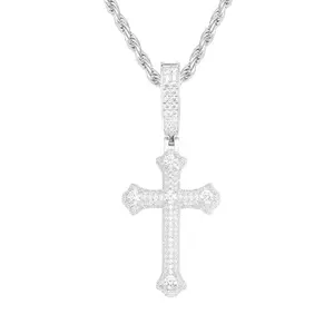 【#CMP02】 Exquisite Cross  Lab-Created Moissanite Pendant Copper Moissanite Ice Out Pendant Necklace Hip Hop Men's Necklace  Shiny Micro-Inlay Sparkling Wedding Party Gift P439