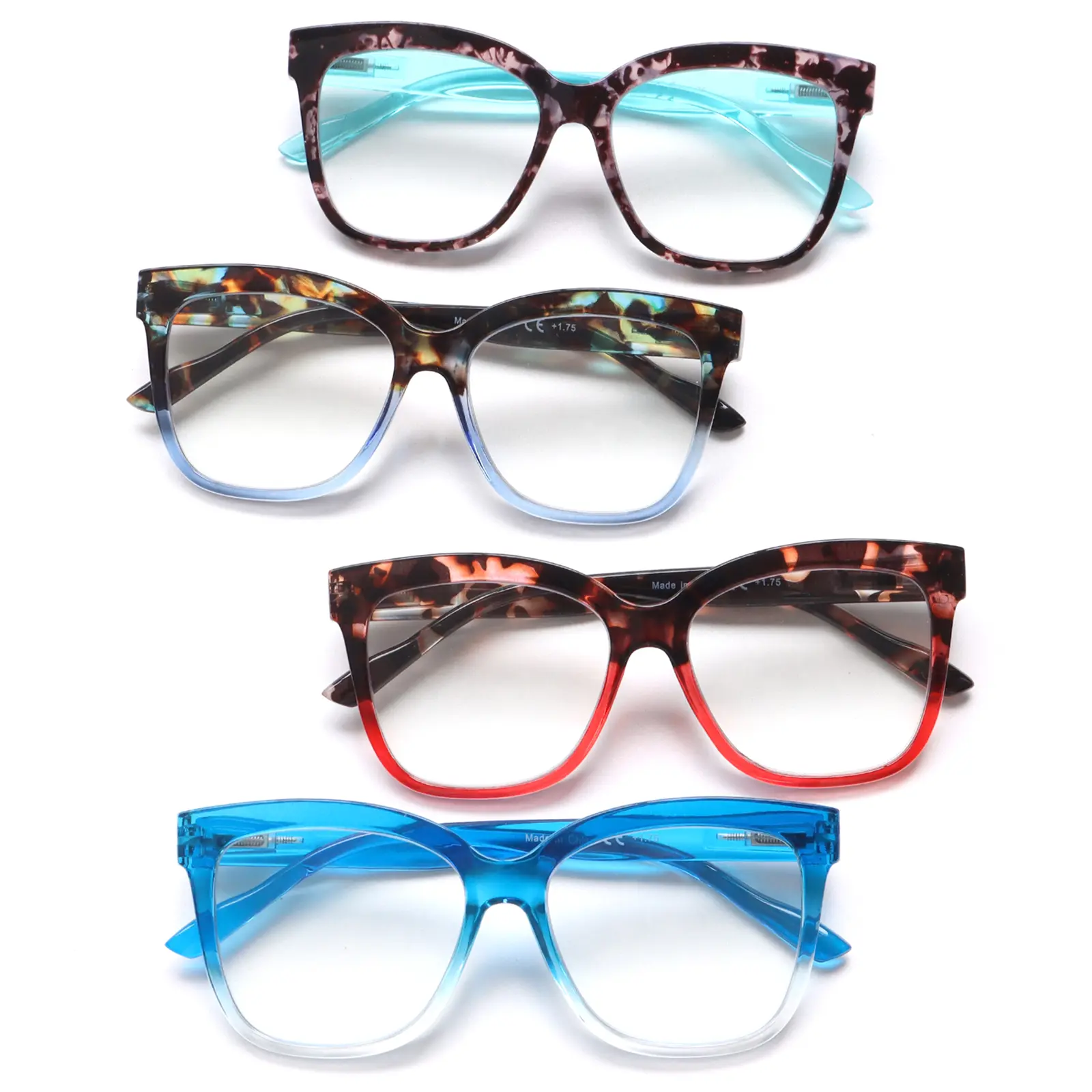 ZOECENT 4 Pack Women's Reading Glasses Blue Light Blocking Oval Frames Stylish Spring Hinge Readers Strength+1.5+1.75+2.5+2.75