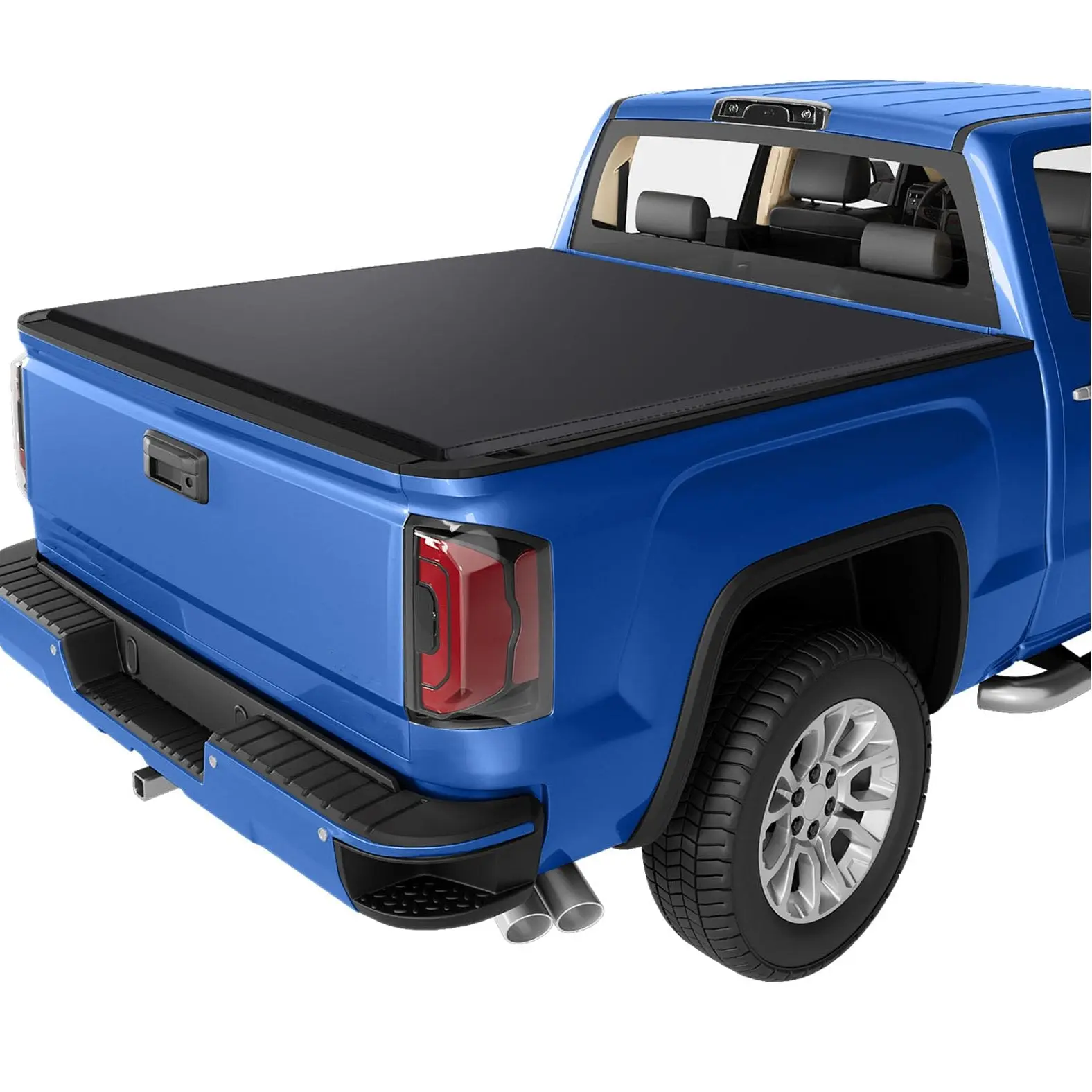 GARVEE Quad Fold Soft Aluminum Tonneau Cover, Silverado 1500 Accessories for 2014-2018 Models, 5.8/6.6 ft Truck Beds, Durable, Easy Installation, Superior Protection, 6.6Ft Bed Cover