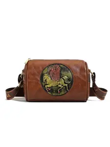 Pegasus Embossed Crossbody Bag, Vintage Distressed Boston Bag, Lightweight Shoulder Pillow Bag, 3D Pegasus Relief, Versatile Women's Bag