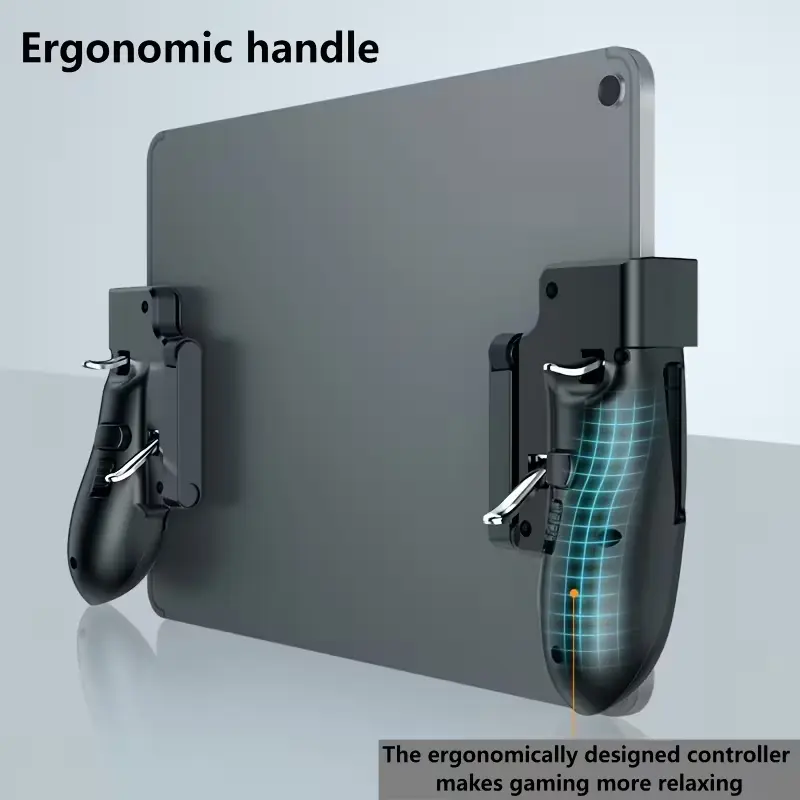 H11 6-Finger ABS Alloy Gamepad - Ergonomic Grip, Mechanical Triggers, FPS Shooting Aim-Assist Gaming Product, Game Console Accessory with Handle Controllers for Phones/Tablets, Silicone Anti-Slip Thumb Grips