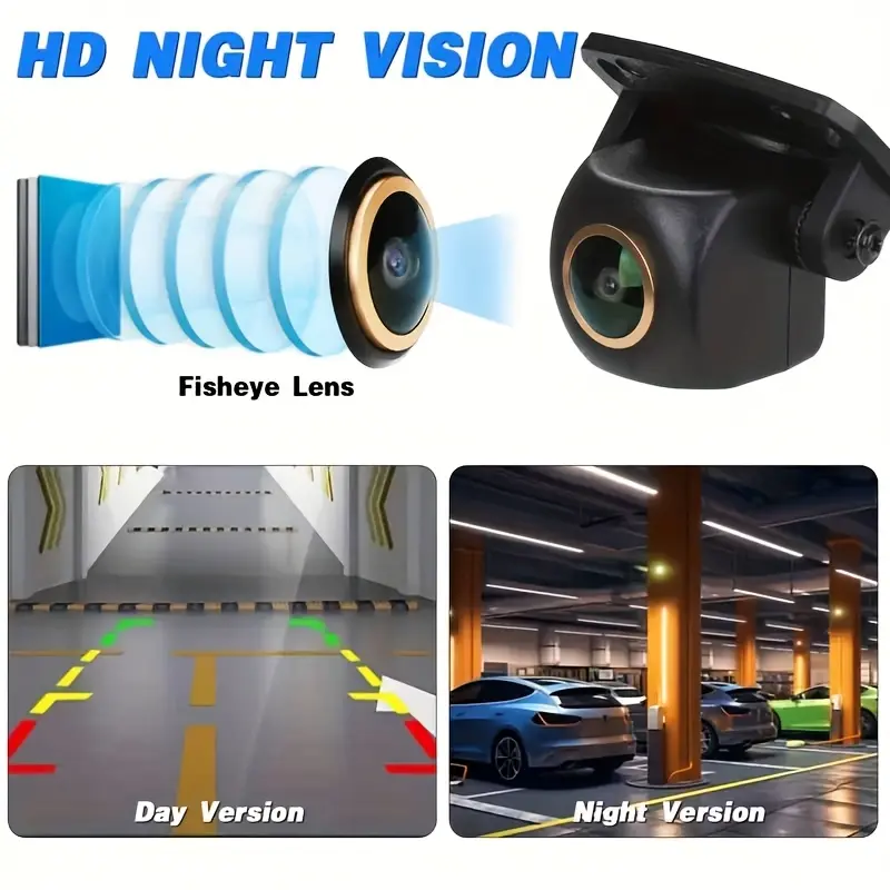 Rear Camera with 170° Wide Angle Fisheye Lens - Dynamic Trajectory Backup Camera - Wide Angle View for Cars, SUV, Camper 12V