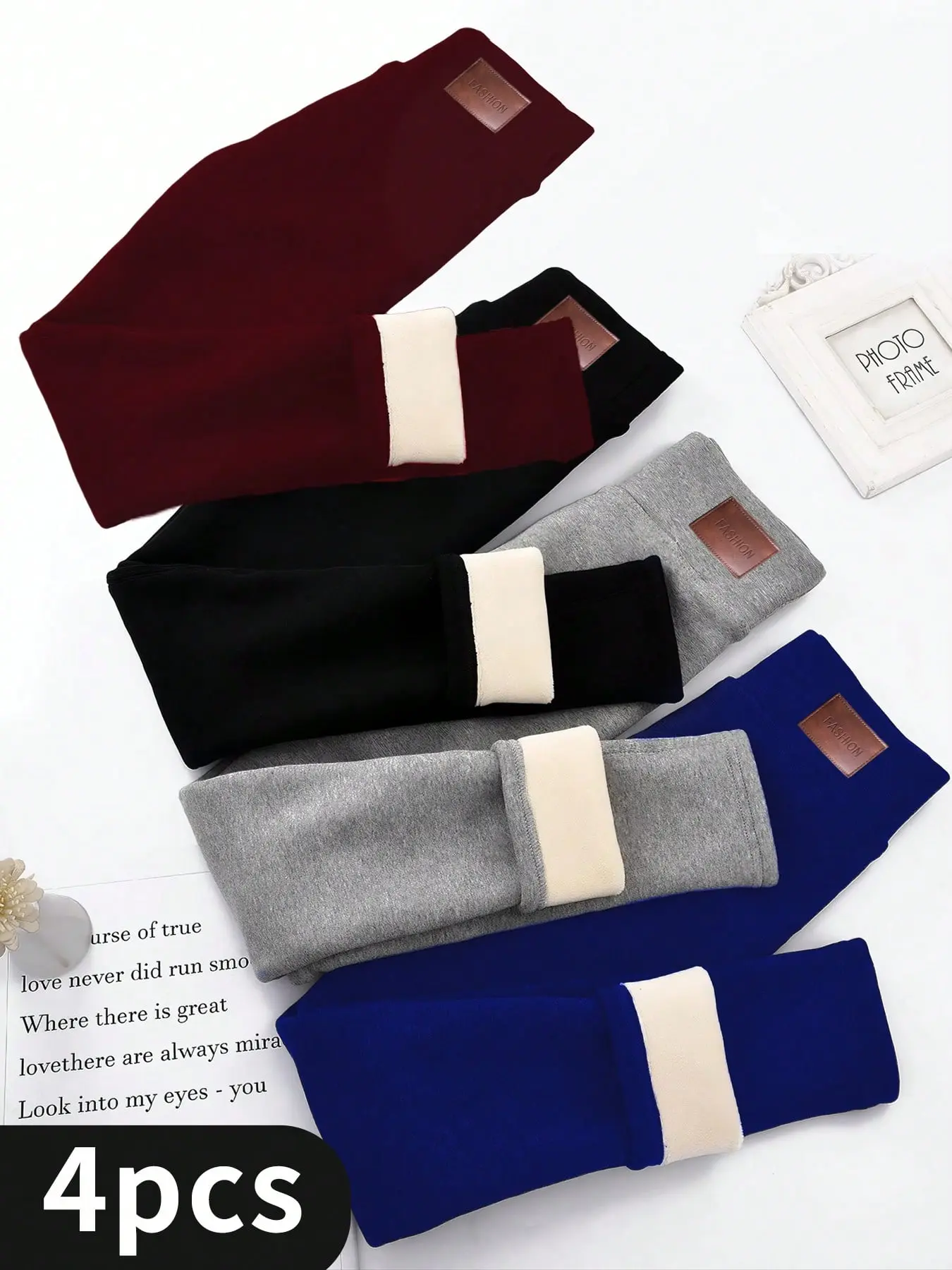 4-Pack Women's Thermal Fleece Pants - High Waisted Tummy Control & Butt-Lifting Design with Deep Pockets | Perfect for Winter Workouts, Yoga, Hiking, and Daily Comfort Wear (Cold Weather Essential).