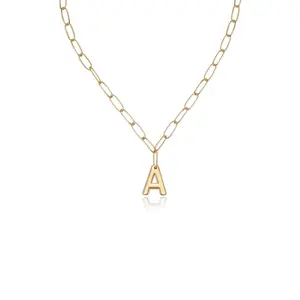 Ettika Paperclip Link Initial Necklace 18k Gold Plated Rhodium Plated Brass 18 Inch Chain with 0.7 Inch Pendant for Everyday Use