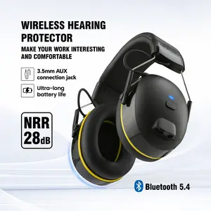 Wireless Hearing Protector with 28dB NRR and Bluetooth 54 for Work and DIY Use Features Fast Charging via TypeC and 60Hour Battery Life Ideal for Lawn Mowing Carpentry and Construction Sites