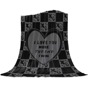 Fleece Throw Blanket Valentine's Day I Love You More The End I Win Soft Fuzzy Blanket Cozy Sofa Bed Blankets Warm Lightweight Cover for Couch Living Room Bedroom Office 60x80 Inch