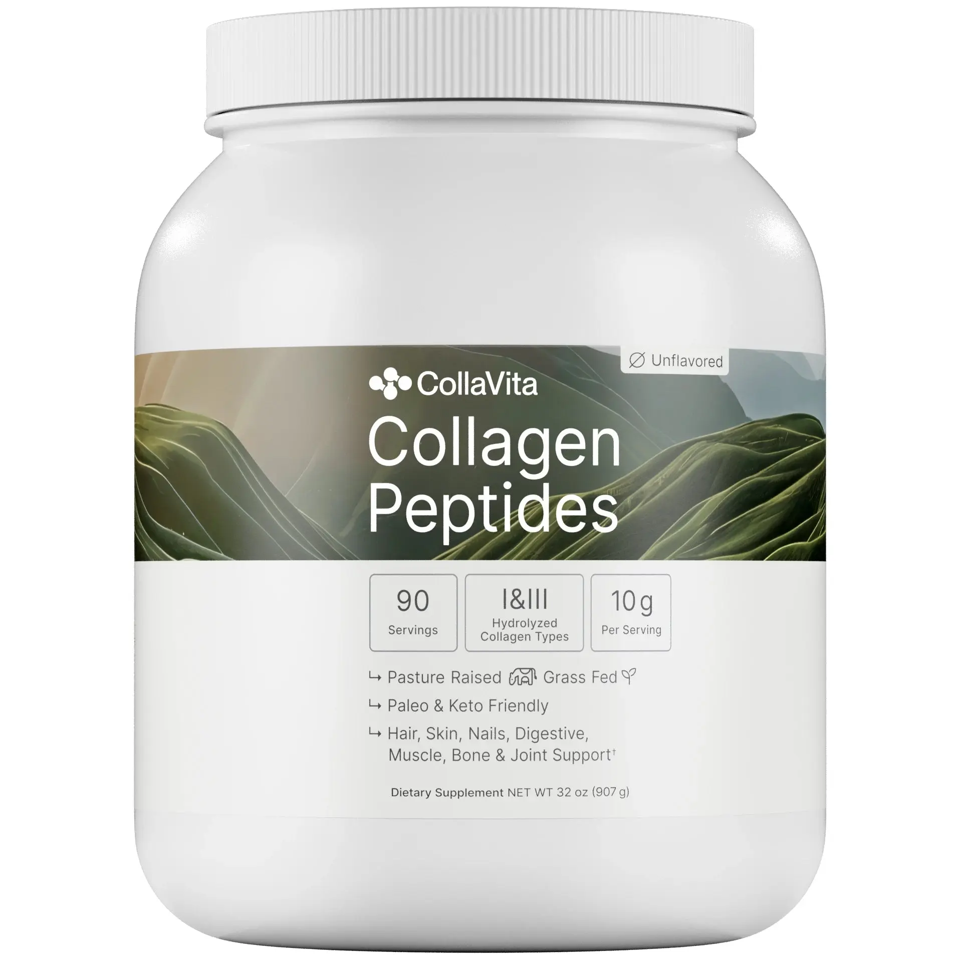 CollaVita Collagen Peptides 90 Servings - 32 oz (907 g) Healthcare Fitness Edible Supplement