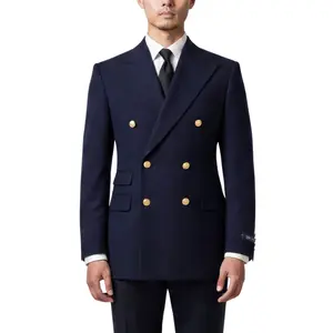 Joseph Michael Navy Modern Fit Double Breasted Blazer — Gold Buttons