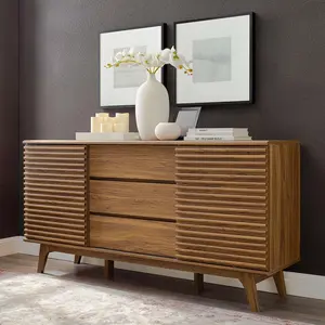 Modway Render 63" Sideboard Buffet Table or TV Stand in Walnut