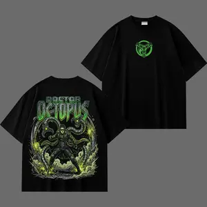 Doctor Octopus Vintage Graphic T-Shirt, Classic MCU Villain Tentacle Arms Design, Retro Comic Streetwear Tee Featuring Doctor Octopus, Oversized Unisex Cotton Tee for Spider Fans, Dark Villain Comic Shirt