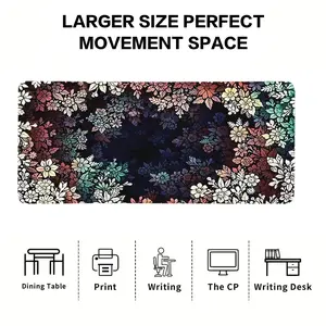 Boho Floral Desktop Accessory Set with Mouse Pad, Ergonomic Keyboard Wrist Rest, and Coasters, 4-Piece Colorful Decor for Home or Office