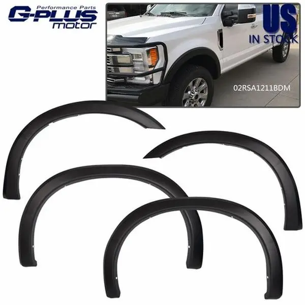 Factory Style Textured Contour-Fit Stainless Steel Fender Flares - Vehicle Protector, Car Exterior Decoration, Automotive Accessory for 1999-2007 Ford F250 F350 Super Duty Truck