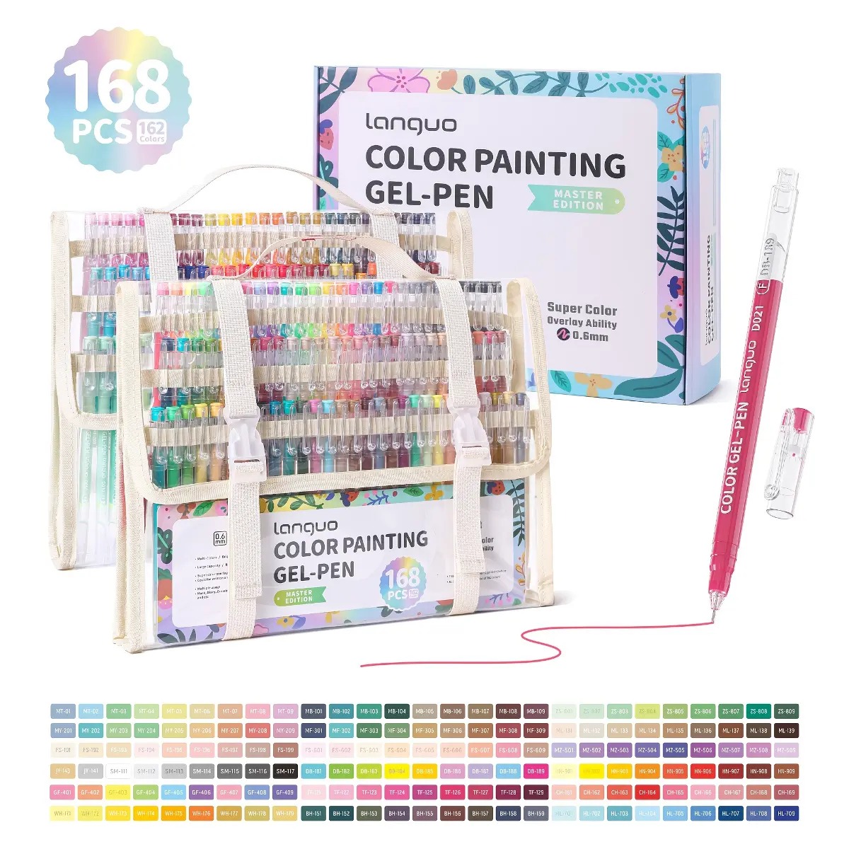168-Colors Fineliner Pens Set, 0.6mm Fine Point Coloring Pens with Carrying Case, Journal Planner Drawing Pens for Adult Coloring, Bullet Journaling, Sketching, School & Office Supplies