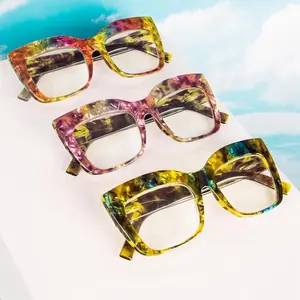 Colorful Full Rim Glasses for Women High Definition Anti-Blue Light PC Lenses Clear Frame with Purple Accents Minimalist Design Tassel Embellished Anti-Fog Cloth Included