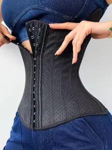 Sporty Women's Adjustable Hook & Eye Closure Waist Trainer, Solid Color Tummy Control Waist Cincher for Yoga Gym, Sports Waist Trainer Shaper, Sporty Waist Slimmer for Women