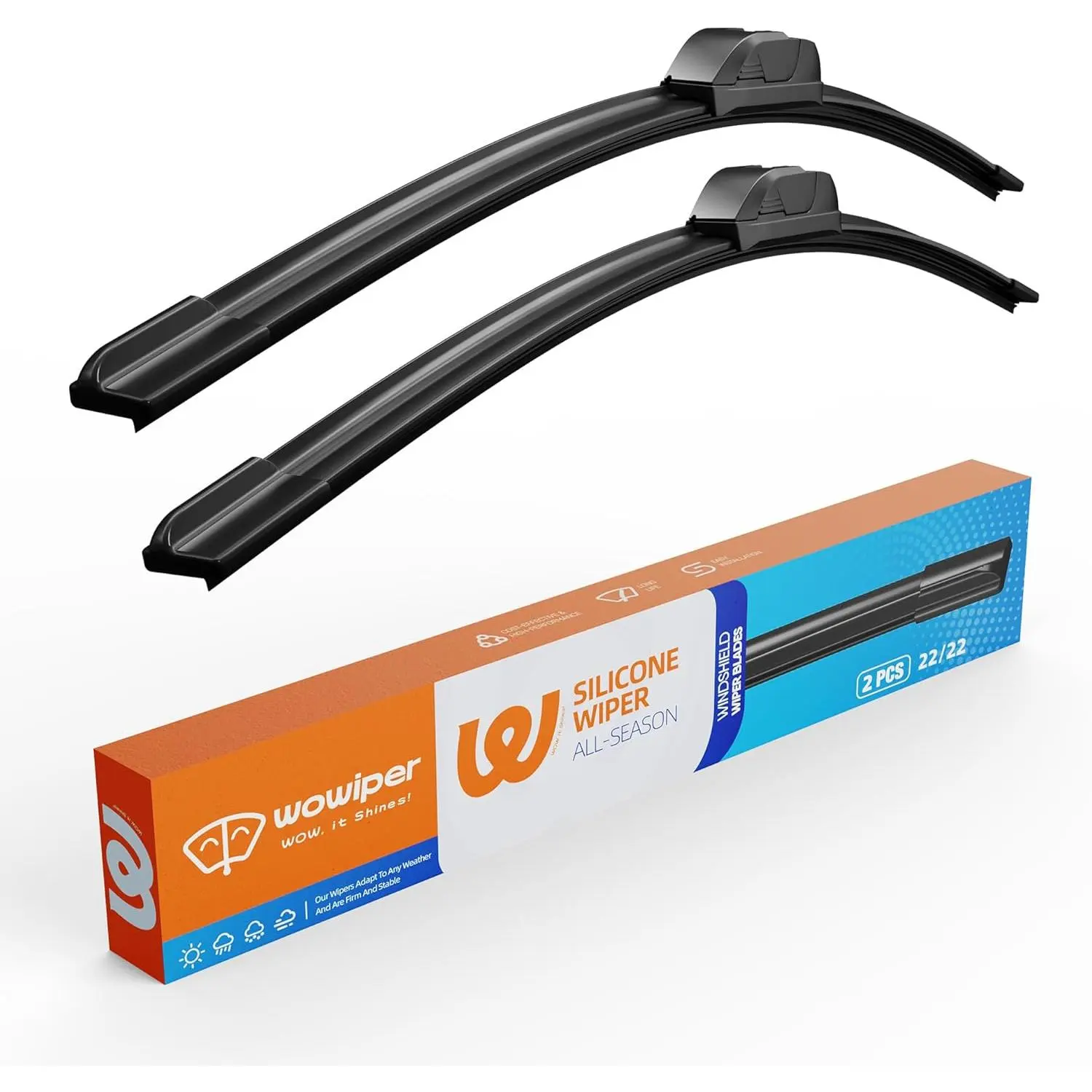22 inch Wiper Blades 2 Pack Silicone Wiper Blades Replacement for Chevy Impala 2013-2006 Tahoe 20-00 Silverado 06-99,22"+22" Windshield Wiper Blades