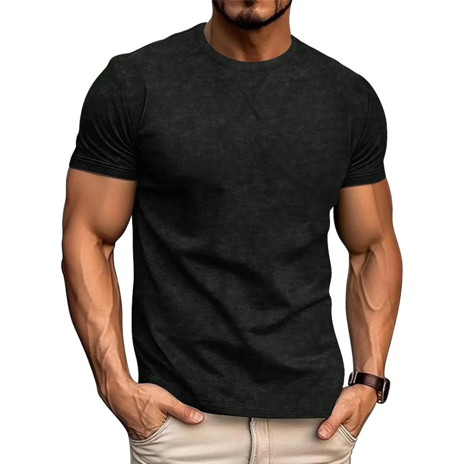 Men's Athletic Washed T-Shirts Basic Crew Neck Tees Tops Causal Distressed Cotton T Shirts for Men(Gift)