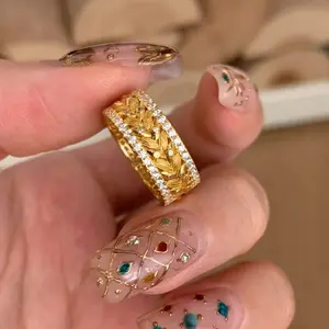 Women's 2026 New Arrival Vintage Gold Wheat Ring - Light Luxury Distinctive Design Index Finger Costume Jewelry for Daily Styling Elevation