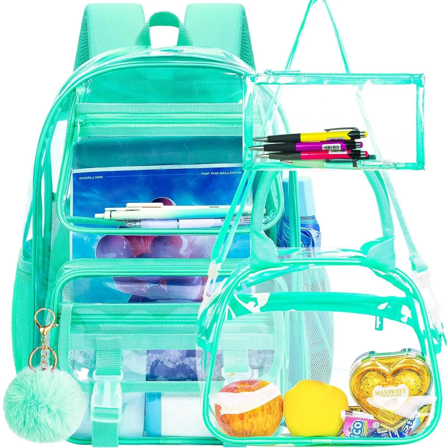 Green Clear Backpack Set