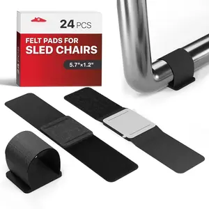 Sled Base Chair Floor Protector - 24 count Chair Floor Protectors for Hardwood for Rail  - Floor Protectors for Chairs with Tubular  - Black Wrap Felt Chair Glides!