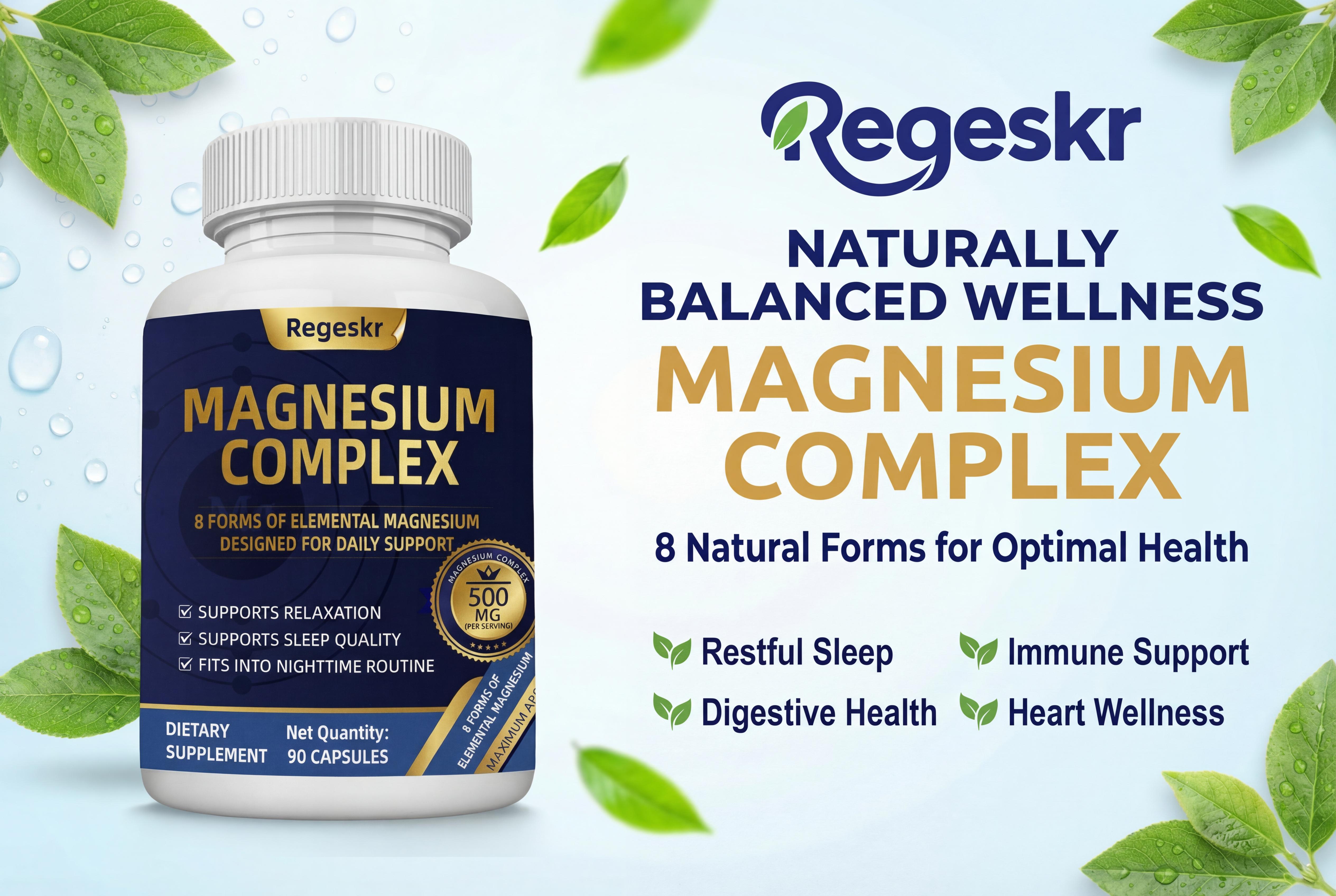 Vitality Magnesium Complex Supplement 500mg High Potency Mineral Formula for Daily Wellness & Nutritional Support
