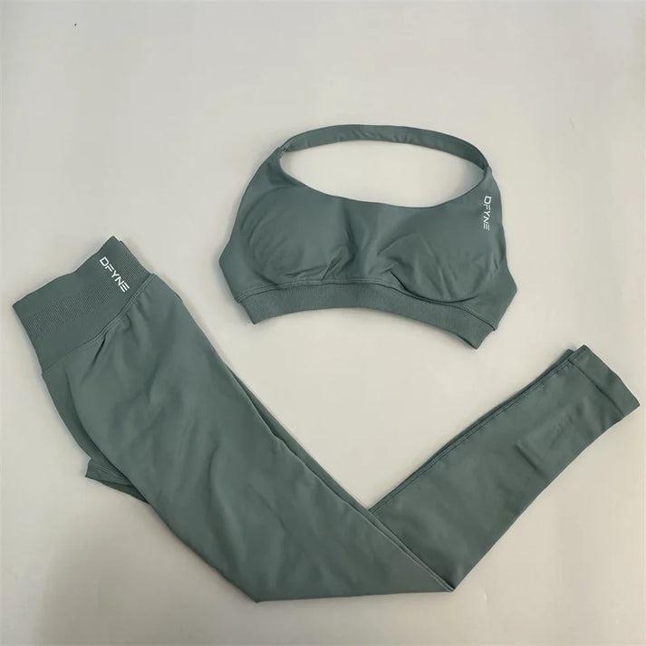 DFYNE Impact Bra & Legging Set - High Performance Activewear for Women Navy Blue Sports Bra and Tights Set