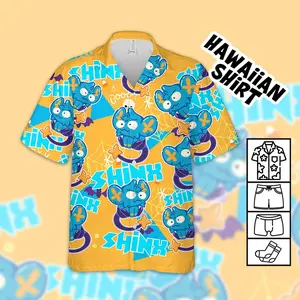 PKM Shinx Fun Ghost PKM Pattern Shirt, Anime Hawaian Shirt for Men – Funny, Breathable & Comfy Tropical Outfit, Perfect Gift for Him on Birthday, Mother’s Day, Father’s Day, Christmas & Summer Vacation