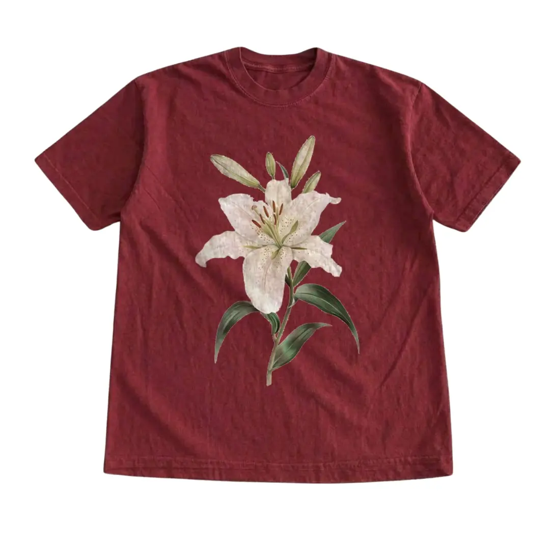 Gildan Men's and Women's T-Shirt, Botanical Lily T-Shirt, Flower Shirt, Natural Tee, Gifts Shirt, Unisex Vintage Graphic Tees Gothic Grunge Y2k Emo Scene Amity Affliction Style Clothes Men Women Streetwear