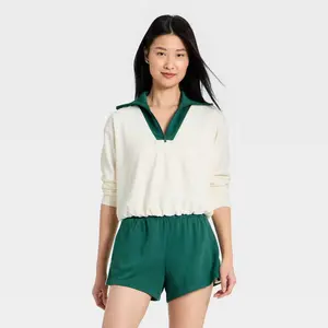 Women's Airy Sleek Pique 1/2 Zip Bubble Hem Pullover Sweatshirt - All In Motion